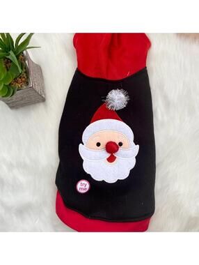 Christmas Santa Claus Dog Sweater with Pom Pom